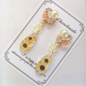 ハンドメイド ビジューピアスイヤリング
