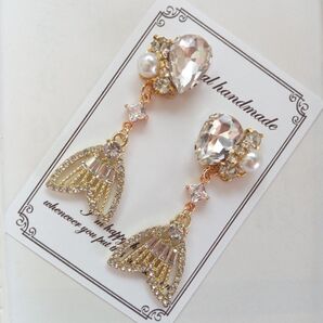 ハンドメイド ビジューピアスイヤリング