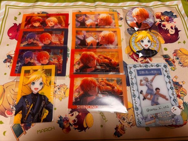 プロセカ あんスタ エピカ クリアver. グリッター缶バッジ 天馬司 東雲彰人 鏡音レン 漣ジュン 守沢千秋