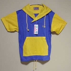 半袖パーカー 青×黄色 F 新品