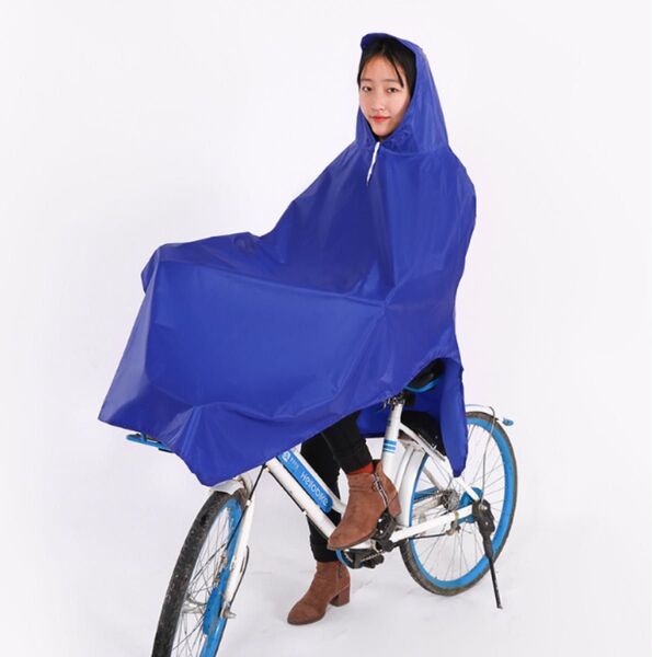 青い自転車用レインカッパ・ポンチョ 自転車 ポンチョ レインコート 通勤 通学 自転車用 ブルー レインウエア レインポンチョ
