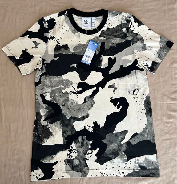adidas originals アディダスオリジナルス リンガーTシャツ 半袖 カモフラ M 半袖Tシャツ ブラック 総柄