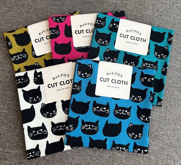 新品未使用 seria セリア カットクロス ねこ 猫 ネコ 生地 布 ハギレ ハンドメイド 綿 5枚セット