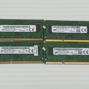 MICRON 1Rx8 PC3L-12800S 4GB 4枚 セット DDR3L ノートパソコン用メモリ