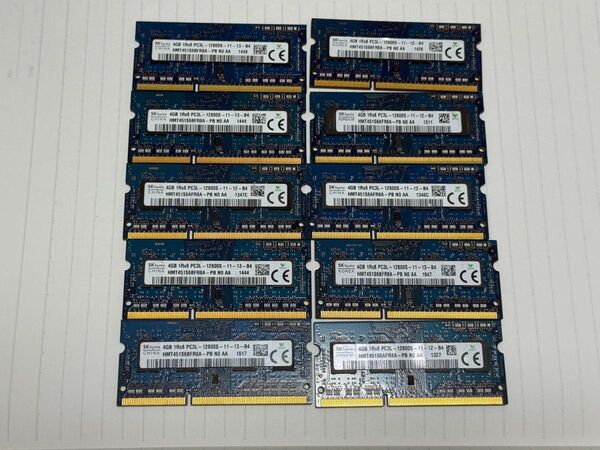 SK hynix 1Rx8 PC3L-12800S 4GB 10枚 セット DDR3L ノートパソコン用メモリ