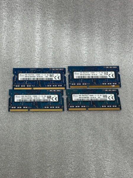 SK hynix 1Rx8 PC3L-12800S 4GB 4枚 セット DDR3L ノートパソコン用メモリ