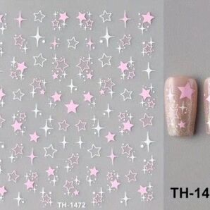 ピンク×白の星ネイルシール