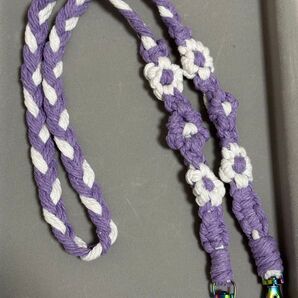 ハンドメイド スマホショルダーストラップ お花 パープル