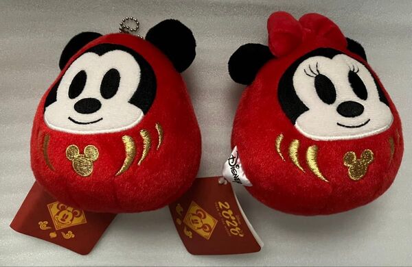 e×ディズニー× ミッキー & ミニー ダルマ ぬいぐるみキーホルダー