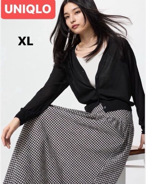 UNIQLO ライトVネックカーディガン/ブラック XL