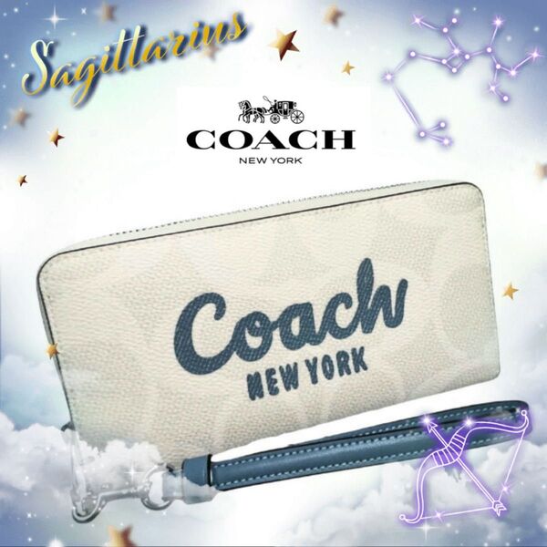 COACH シグネチャー グラフィック ロング ジップ アラウンド ウォレット①