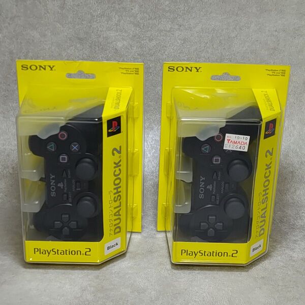 PS2 アナログコントローラ (DUALSHOCK 2) ブラック SCPH-10010 コントローラー 2個セット 未使用品