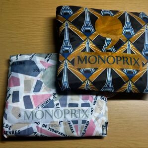 MONOPRIX モノプリ エコバッグ 2セット フランス お土産 エッフェル塔とパリの地図がデザインされたエコバッグ