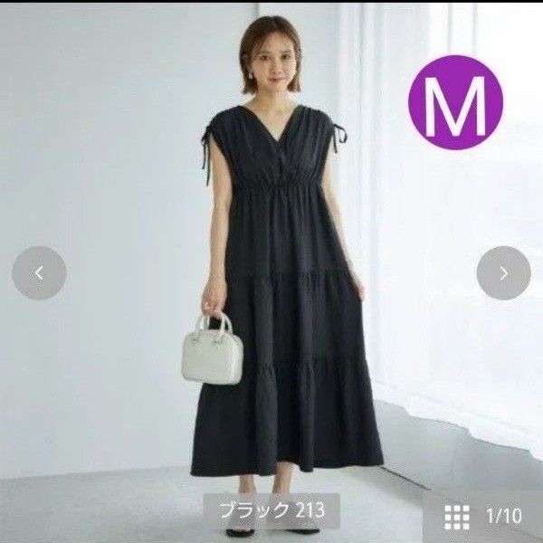 田中里奈さん mysa closet ティアードワンピース 黒 Mサイズ ノースリーブワンピース 大人可愛い しまむら 完売品