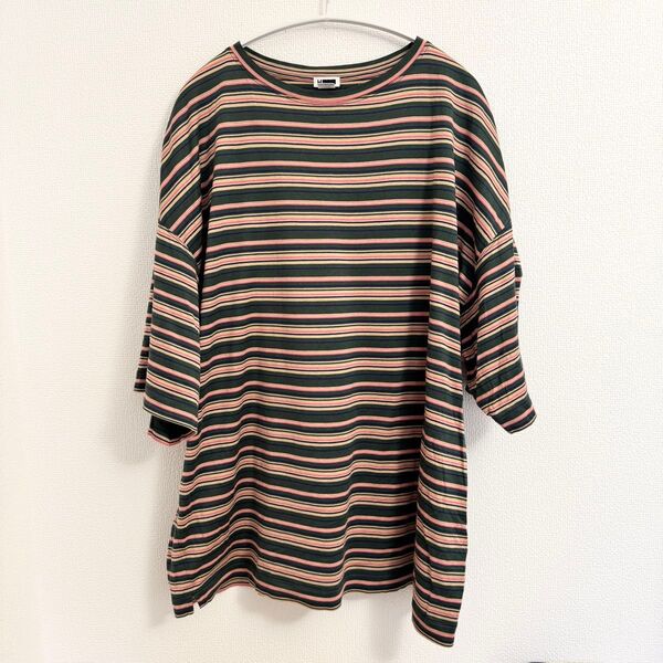 H beauty&youth エイチ マルチボーダーTシャツ L