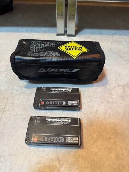 TRION Li-Po Battery 4000mAh/7.4V/120C/5mm Reversible 2本セット