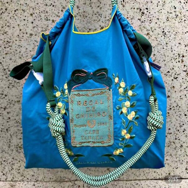 花柄 フラワー刺繍バッグ エコバッグ トートバック ショルダーストラップ付き お値下げ不可
