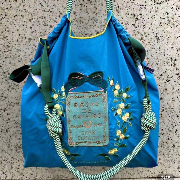 花柄 フラワー刺繍バッグ エコバッグ トートバック ショルダーストラップ付き