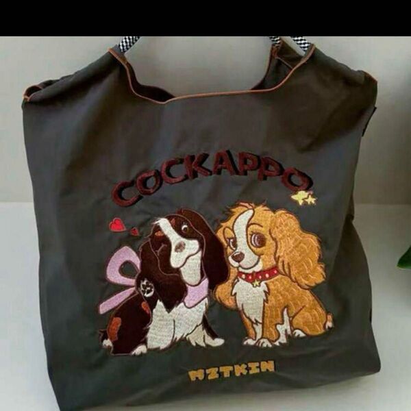 犬柄刺繍バック トートバック ナイロン製 エコバッグ新品未使用