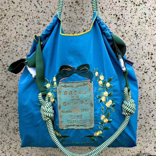 花柄 フラワー刺繍バッグ エコバッグ トートバック ショルダーストラップ付き