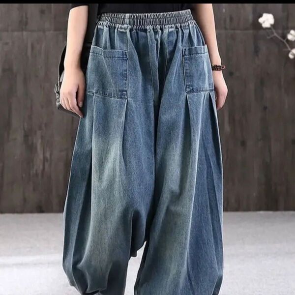 《新品未使用》サルエル、ダボダボ ワイドパンツ XXL 2XL 3L