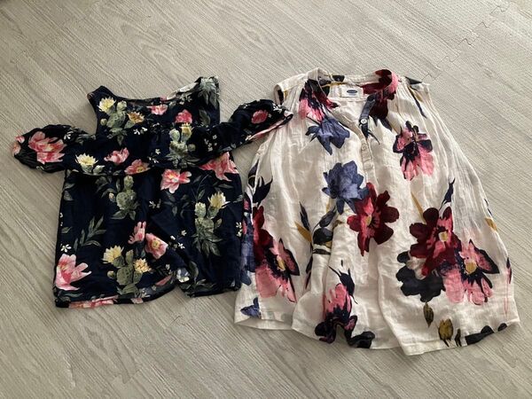 H&M old navy オールドネイビー チュニック セット 肩出し トップス セット 花柄 フラワー シャツ 半袖