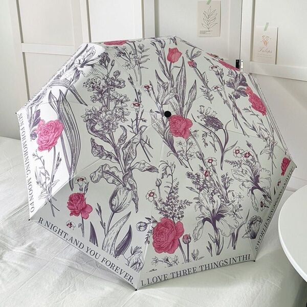 折り畳み傘 雨傘 丈夫 植物 薔薇 花柄 オシャレ UVカット 日傘 晴雨兼用傘 バラ柄 遮熱 コンパクト 遮光 丈夫