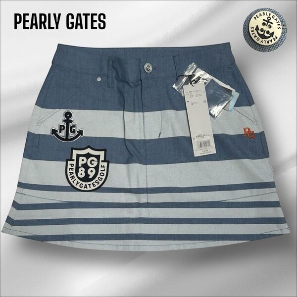 【新品、タグ付き】0 PEARLY GATES パーリーゲイツ ゴルフウェア レディース ストレッチ ロゴ ボーダースカート S
