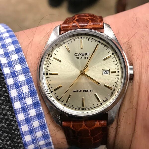 カシオ アナログ腕時計 レザーベルト(幅18mm)新品 チプカシ プレゼント