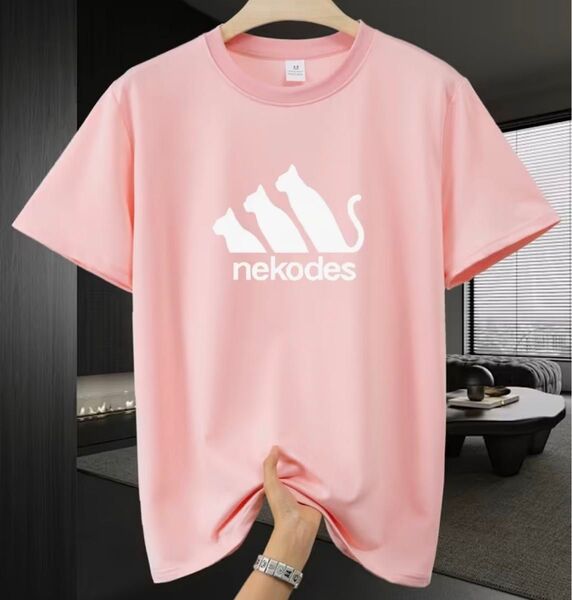 猫柄 半袖Tシャツ ピンク Mサイズ