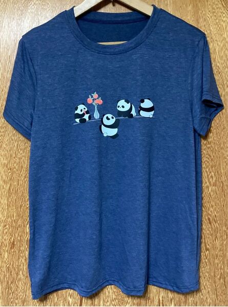 パンダ柄 半袖Tシャツ ネイビー Lサイズ