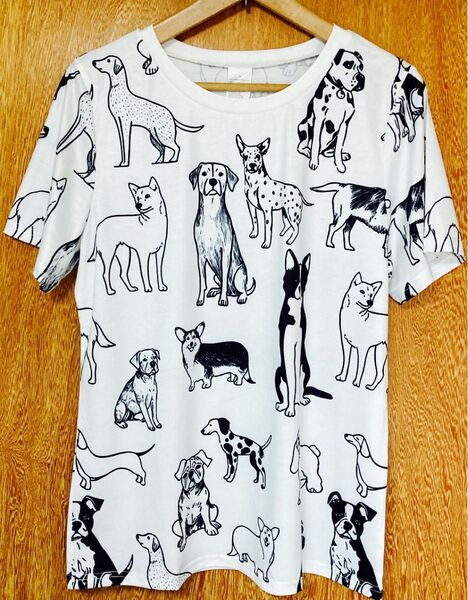 犬柄 半袖Tシャツ Lサイズ