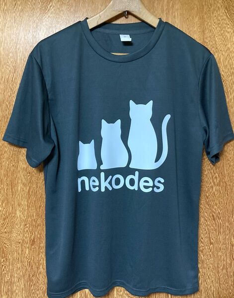 猫柄 半袖Tシャツ ダークグレー Mサイズ