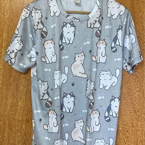 猫柄 半袖Tシャツ グレー Mサイズ