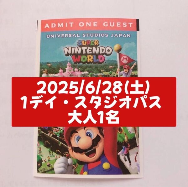 ユニバーサルスタジオジャパン チケット 1ディスタジオパス大人 USJ 1枚 6月28日 即発送
