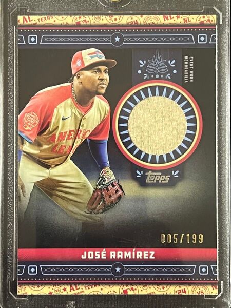Topps MLBオールスター ア・リーグJOSE RAMIREZ選手のメモラビリアレリックカード!199シリアル代表ユニフォーム