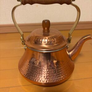 銅製 やかん ケトル 鎚目模様 木柄
