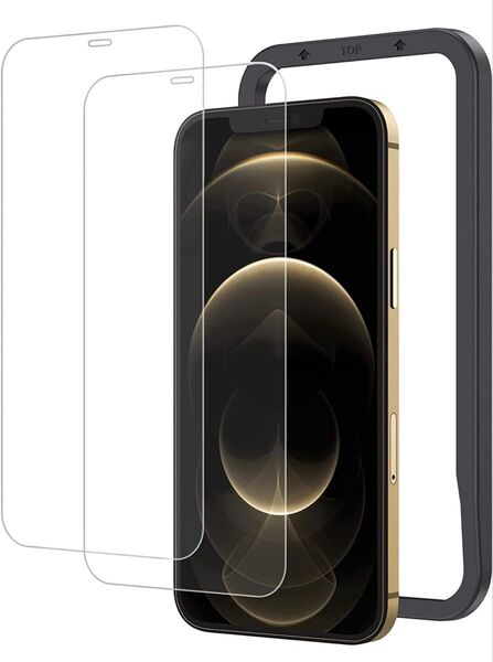 ガラスフィルム iPhone12Pro Max 用 強化 ガラス 全面保護 ガイド枠付き 2枚セット 保護フィルム