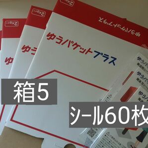 ゆうパケットプラス専用箱×5とゆうパケットポストシール60枚とヘアゴム1本