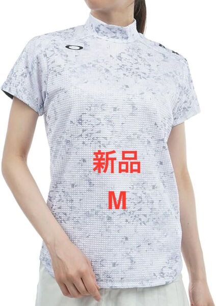 新品 M オークリー ゴルフシャツ モックネックシャツ UVカット 吸汗速乾 接触冷感 半袖 ゴルフウェア