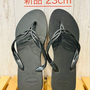 新品 23cm havaianas ビーチサンダル 黒 サンダル ハワイアナス