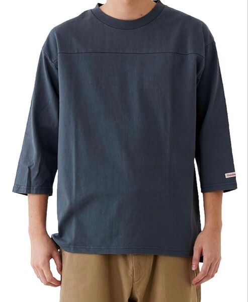 グッドウェア 7分袖 切替 フットボール Tシャツ USAコットン 7.6オンス ヘビーウェイト未使用 ブルーグレー sサイズ