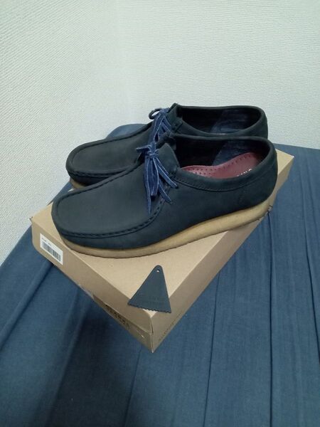 クラークス ワラビー UK8.5 ネイビー 紺 ヌバック 美品
