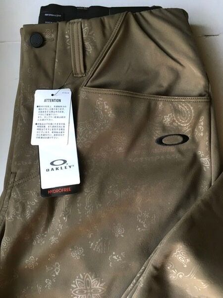 【OAKLEY/オークリー】GOLFスカル 撥水 ジャガード テーパードパンツ・L相当・カーキ系(未使用・未着用品)