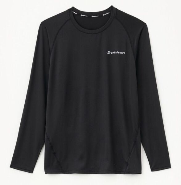 【Phiten/ファイテン】DRY UV対策インナー長袖コンプレッションシャツ・LL・ブラック(未使用・未着用品)