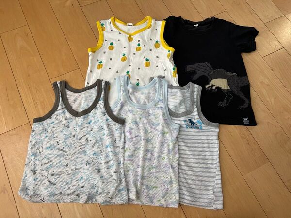 キッズ 肌着 タンクトップ 半袖Tシャツ 恐竜 110サイズ