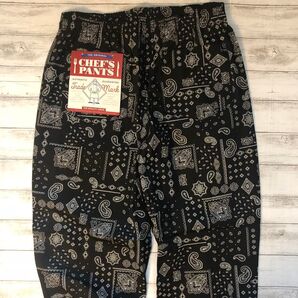 タグ付き新品 未使用 L ペイズリー柄 シェフパンツ ブラック