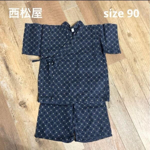 美品! 西松屋 甚平 お祭り 夏祭り 半袖 半ズボン 夏 2歳 男の子 90 キッズ 男の子 綿100