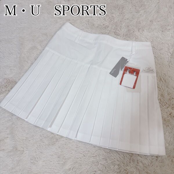 【新品未使用品】M・U SPORTS ベージュ プリーツスカート サイズL レディス ミエコウエサコ ゴルフウェア MU ホワイト