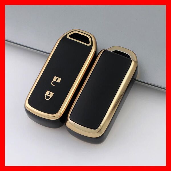 ホンダ スマートキーケース TPU キーカバー N-BOX N-ONE N-VAN 2ボタン ブラック×ゴールド